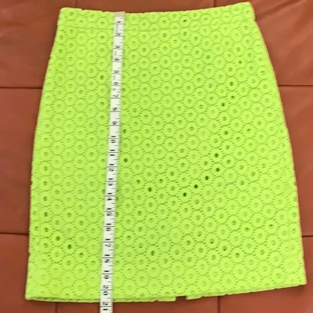J. Crew Neon Lime Eyelet Pencil Skirt